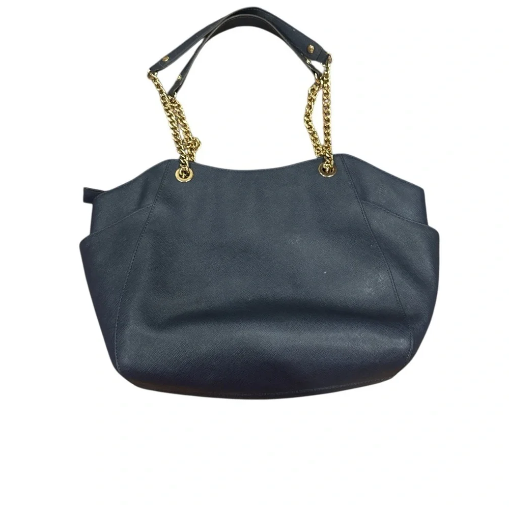 Michael KORS Chic Navy Shoulder Bag with Gold Chain